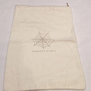 Charlotte Olympia beige bag gold logo dust bag 10.5” X 15.